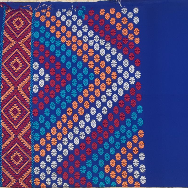 Cotton Royal Blue Mekhela Chadar, Packaging Type : Box