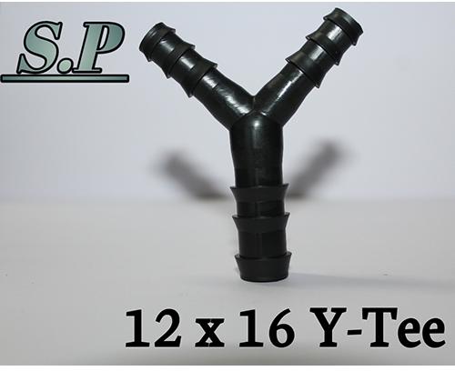 Plastic 12X16 Irrigation Y Tee, for Industrial, Pipe Fitting, Piping, Plumbing, Structure Pipe, Size : All Sizes