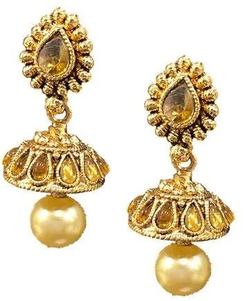 Polished Golden Gold Antique Jhumkas, Gender : Female