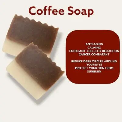 Solid Square 110gm Cold Process Coffee Soap, for Bathing, Packaging Type : Paper Box