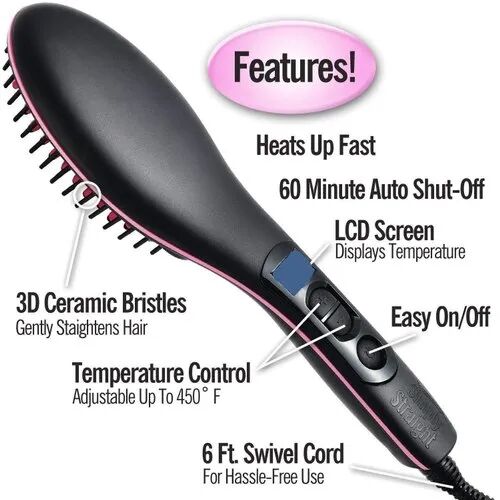 Crispy Ceramic Digital Hair Straightener, Color : Black