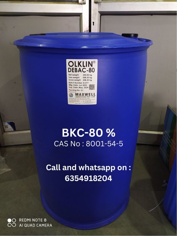 80% Benzalkonium Chloride, For Surface Disinfectant, Air Disinfectant, Water Disinfectant, Disinfectant
