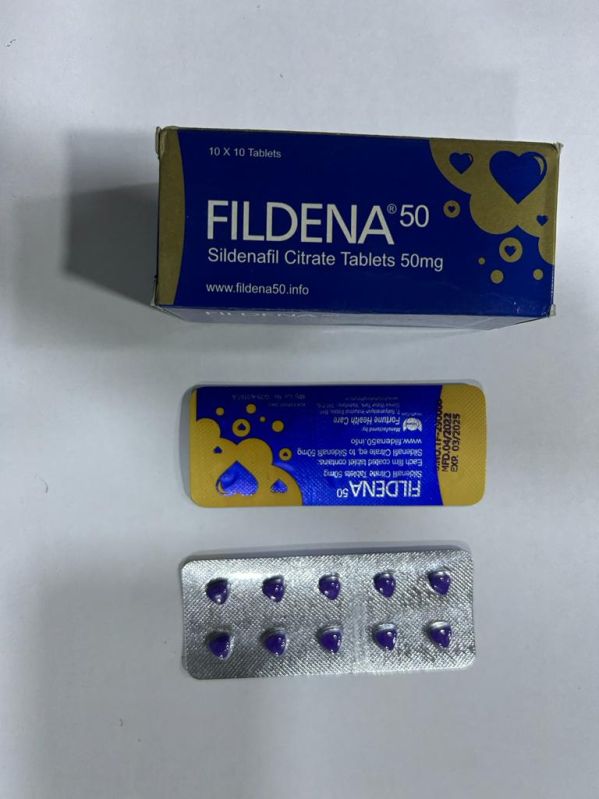 Fildena 50mg Tablets, for Erectile Dysfunction, Packaging Type : Blister