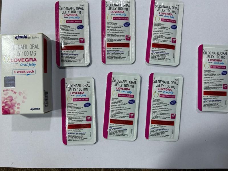 Lovegra Oral Jelly, for Erectile Dysfunction, Shelf Life : 18 Months