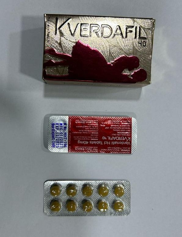 Kverdafil Vardenafil HCL 40mg Tablets, for Erectile Dysfunction, Packaging Type : Blister