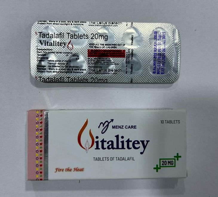 Vitalitey 20mg Tablets, for Erectile Dysfunction, Packaging Type : Blister