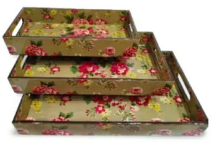 400 Gram Polished Wooden Tray Set, For Homes, Hotels, Restaurants, Size : 12x8 Inch, 12x16 Inch, 14×10