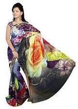 Multicolor Silk 3D Printed Saree, for Easy Wash, Anti-Wrinkle, Age Group : Adults