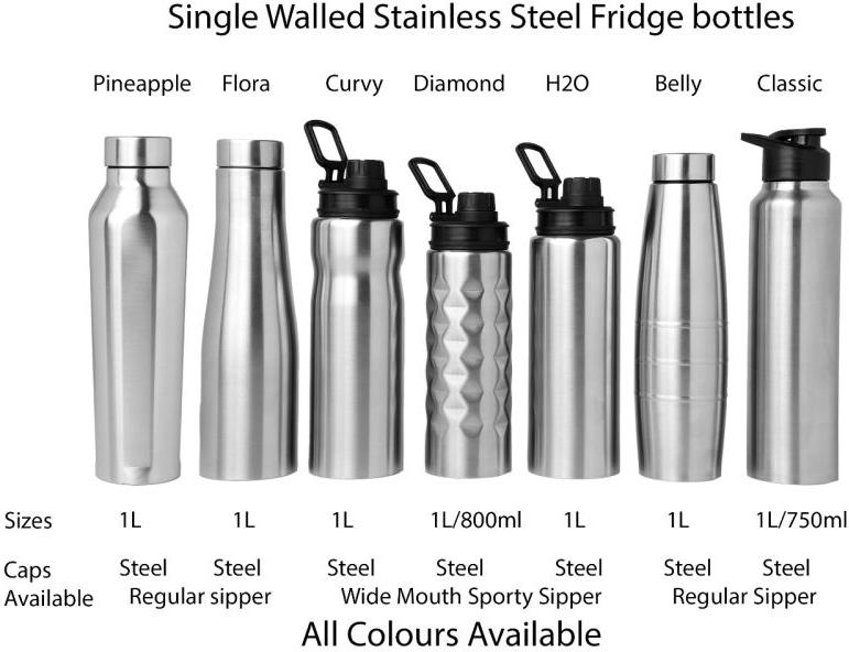 Crystalware Plain stainless steel bottle, Packaging Type : Paper Box