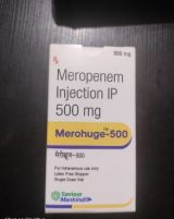 Transparent Merohuge-500 500 mg Meropenem Injection, for Iv Use Only, Purity : 99%