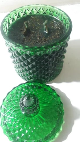 Green Round Polished Soya Wax Candle, for Decoration