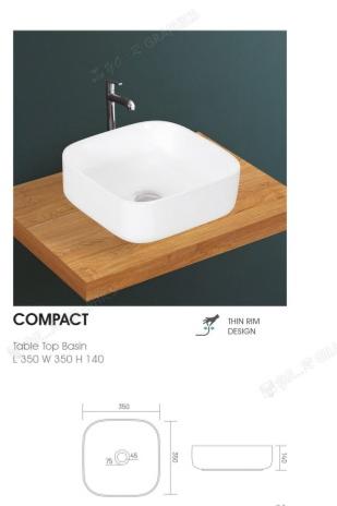White Iceberg Plain Polished Ceramic Compact Wash Basin, For Home, Hotel, Restaurant, Style : Modern