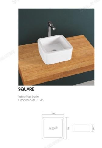 White ICEBERG Plain Polished Ceramic Square Wash Basin, for Home, Hotel, Restaurant, Style : Modern