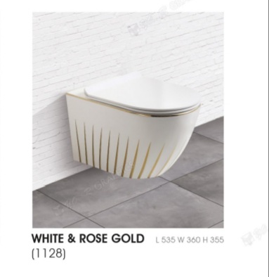 WHITE &amp;amp; ROSE GOLD (1128) WATER CLOSET