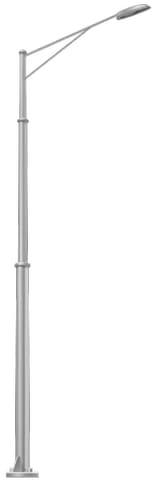 Grey Polished Mild Steel Tubular Street Light Pole, Shape : Round