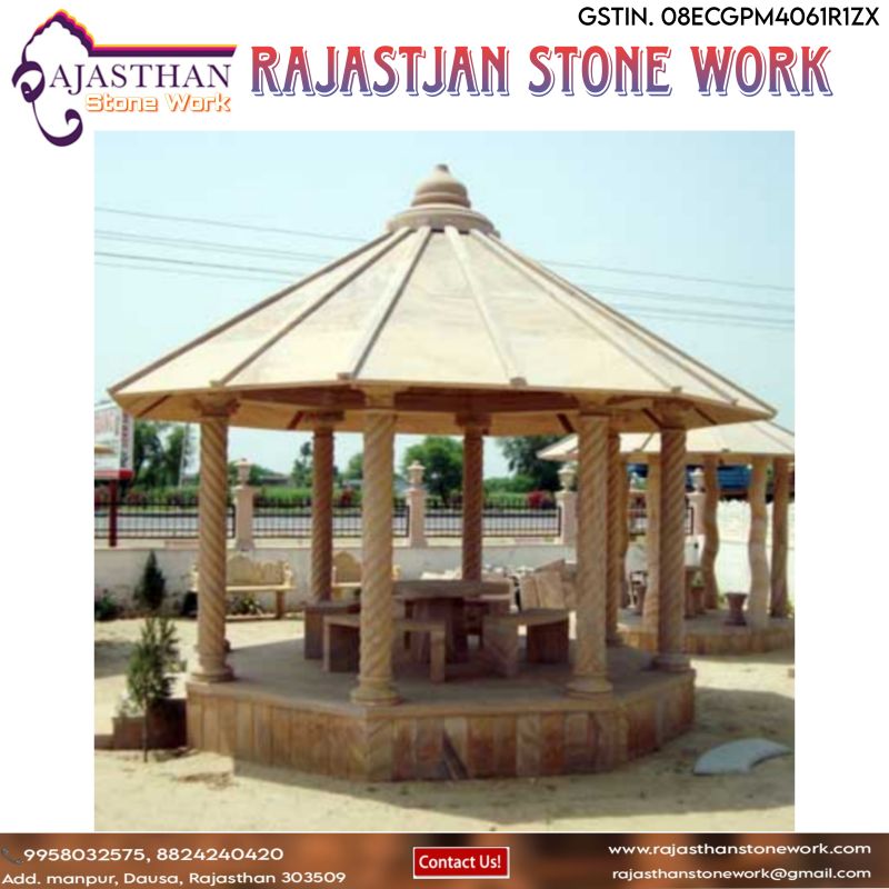 Sandstone Gazebo, for Garden, Home, Park, Shape : Round