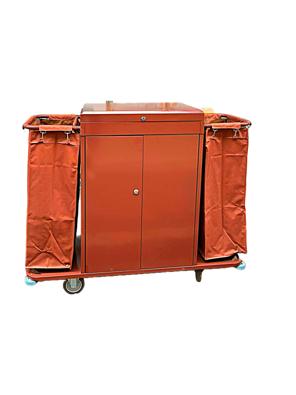 Brown Rectangular Polished Mild Steel Housekeeping Trolley, Style