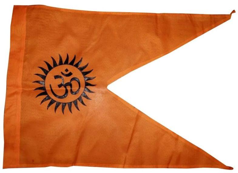 Printed Om Flag, Color : Orange