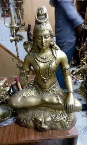 Brass Shiva Statue, Color : Golden (Gold Plated)
