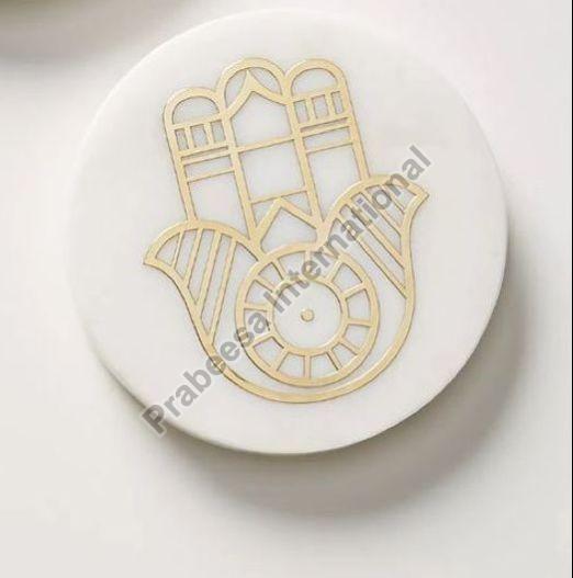 Round Polished Hamsa Hand Coaster, for Decoration Use, Hotel Use, Restaurant Use, Pattern : Plain