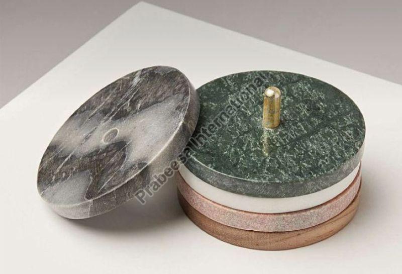 Marble Coaster With Stand, For Office, Restaurant, Feature : Fine Finished, Optimum Strength, Stain Resistance