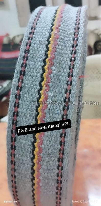 Rg Brand White Neelkamal Cotton Niwar, For Folding Bed, Pattern : Stripped