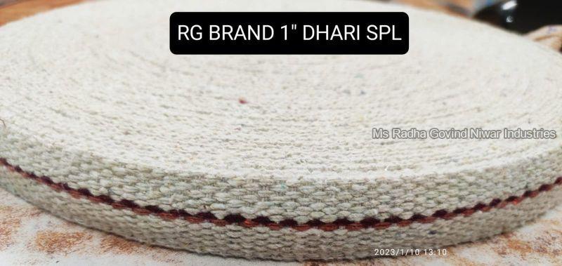 White SPL Dhari Cotton Niwar, for Industrial, Pattern : Plain