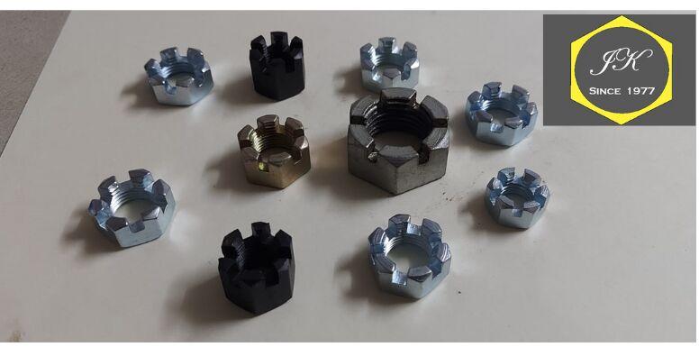 Silver Zinc Plated Iron Slotted Hex Nuts