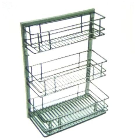 Apex Rectangular Stainless Steel SS Pull Out Basket, Color : Silver