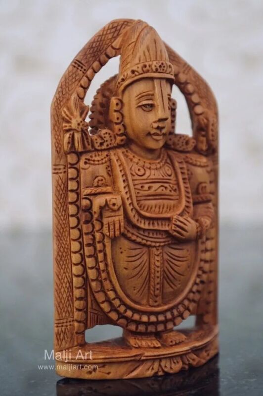 Brown malji arts sandalwood Tirupati Balaji Statue, for Interior Decor