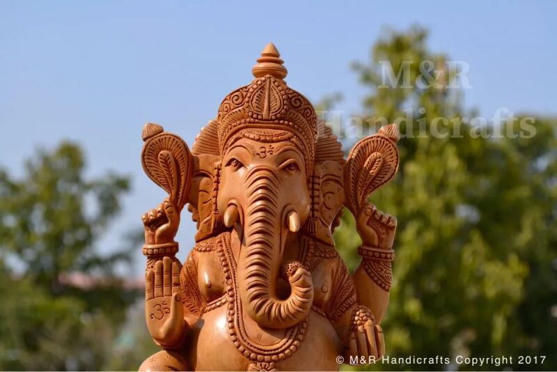 Polished Wooden Ganesha Idol