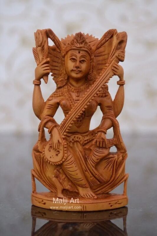 Wooden Saraswati Statue