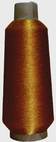 Balaji Polyester Base Brown Neem Zari Thread, for Embroidery, Pattern : Dyed