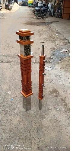 Square Wooden Railing Pillar, Color : BROWN