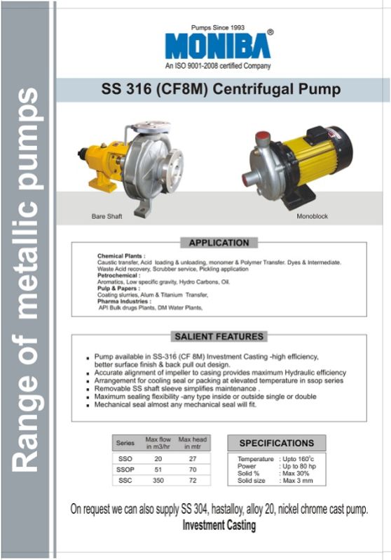 Centrifugal Pumps, For Industrial