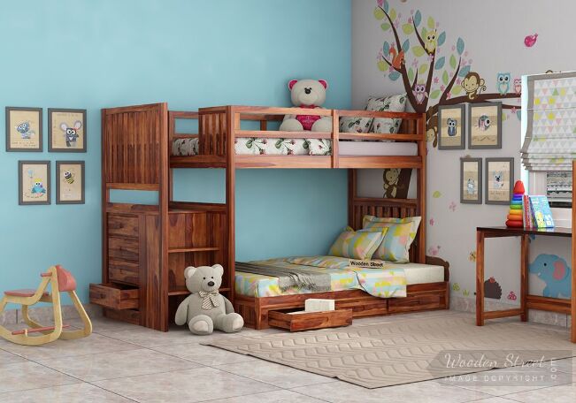 Homedune Exports Sheesham Wood Bunk Bed With Storage