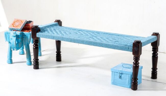 Furnweave Cotton Rope Wooden Bench