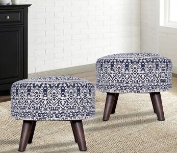 Printed Cotton Canvas Ottoman