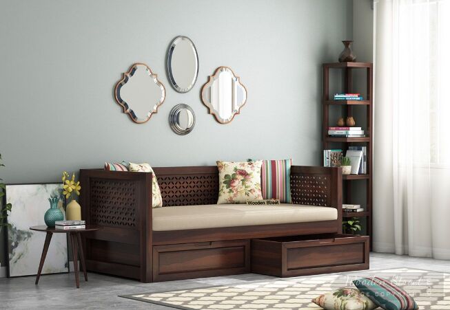 Wooden Street Storage Divan With Mattress