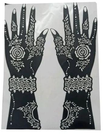 Black Vinyl Full Hand Henna Stencil, for Parlour, Personal, Packaging Type : Pp Plastic