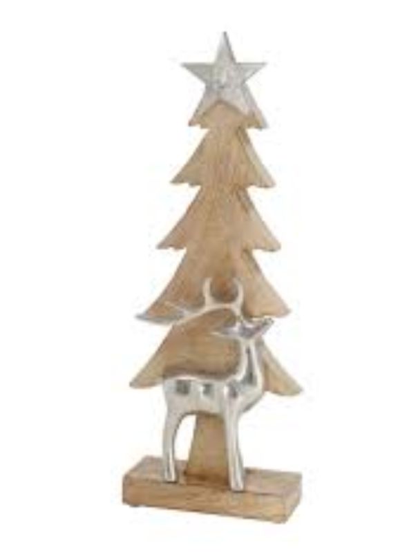 Wood tree raindear with star, Feature : Moisture-Proof