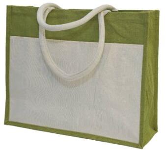 DYED JUTE BAG WITH COTTON FRONT POCKET