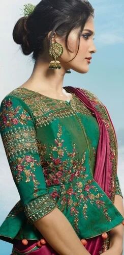 Silk Indo-Western Party Wear Saree, Sleeves Type : 3/4th Sleeves