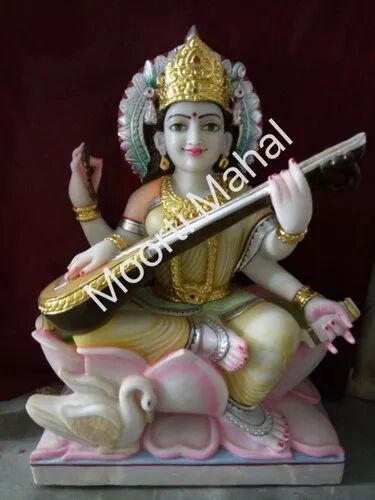 Saraswati Mata Marble Statue