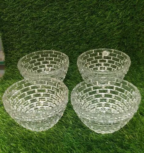 Round Glass Bowl Set, Size : 12x9.5cm, 11.5x9cm, 10x8.5cm 9.5x8cm