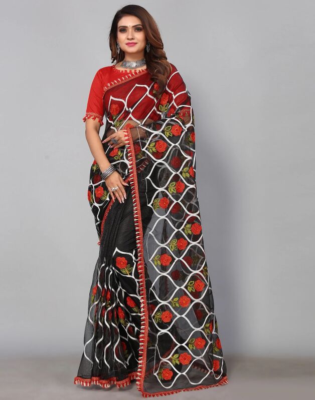 Black Embroidered Saree