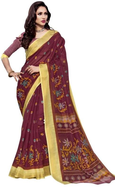 Cotton Silk Printed Casual saree, Saree Length : 5.50 Mtr