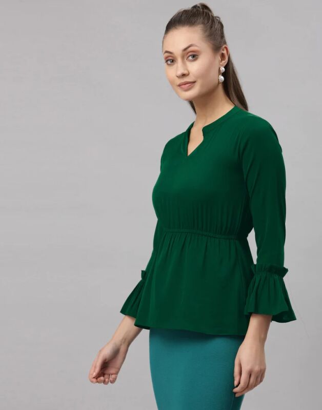 Green Bell Sleeve Top