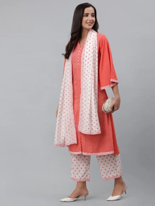 Khadi Printed Kurti Pant Dupatta