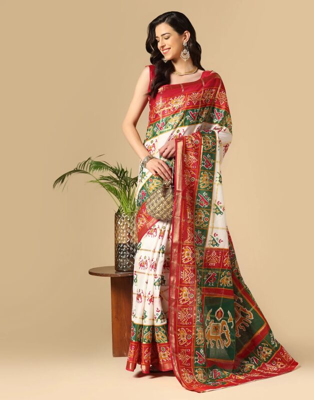 Printed cotton saree, Saree Length : 5.30 Mtr